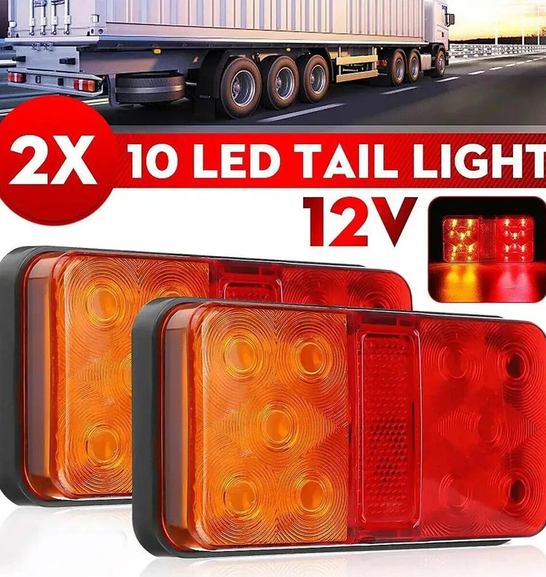 2Pcs 12V 24V 10 LED Tail Light Truck Trailer Truck Tail Light Side Light Turn Signal Indicator Stop Lamp Rear Brake Light IP65 Waterproof