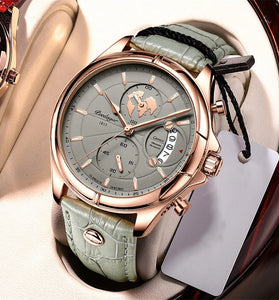 POEDAGAR Men's Waterproof Luminous Quartz Watches Fashion Multi-function Business Casual Wristwatch