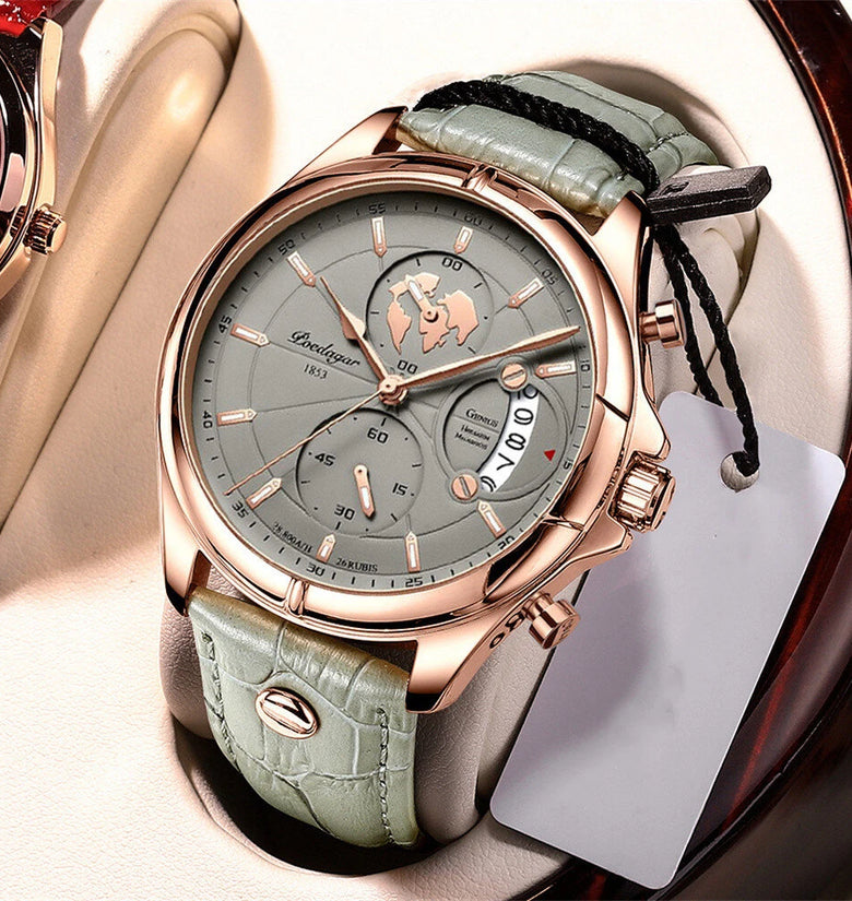 POEDAGAR Men's Waterproof Luminous Quartz Watches Fashion Multi-function Business Casual Wristwatch