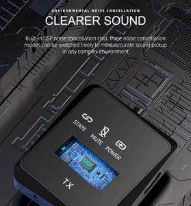 VIMAI AP009 2.4Ghz Wireless Lavalier Microphone USB-C/iP 3-in-1 Receiver Noise Canceling Mic 26H Battery Life 15ms Low Latency for Vlog Interview Live Streaming Recording