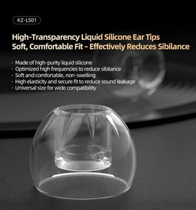 KZ LS01 Eartips Crystal-Clear Liquid Silicone Earplugs S/M/L Size 3 Pairs High Soft Comfort Eartips