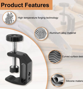 Universal C Clamp Adjustable Black Aluminum Alloy 1/4 3/8 Thread Hole Anti Slip Design Desk Mount Holder LCD Monitor Camera Accessories