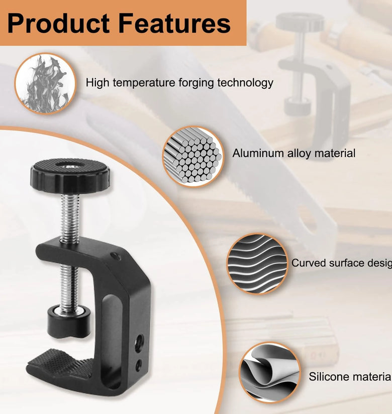 Universal C Clamp Adjustable Black Aluminum Alloy 1/4 3/8 Thread Hole Anti Slip Design Desk Mount Holder LCD Monitor Camera Accessories