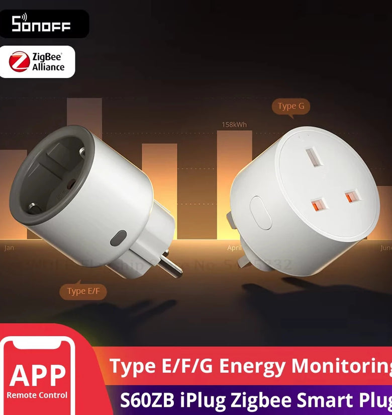 SONOFF S60ZB Type F/E iPlug Zigbe Smart Plug Energy Monitoring Wireless Socket Timer Smart Switch Voice Control with Alexa Google Home