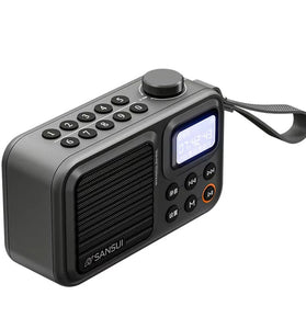 SANSUI F37 Mini Portable FM Radio Outdoor Bass bluetooth 5.3 Speaker Recorder with LED Display Hands-free Call Support TF USB Disk Playback MP3 Music Player with Lanyard