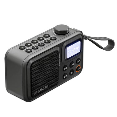 SANSUI F37 Mini Portable FM Radio Outdoor Bass bluetooth 5.3 Speaker Recorder with LED Display Hands-free Call Support TF USB Disk Playback MP3 Music Player with Lanyard