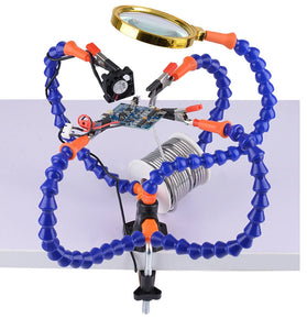 Bench Vise Table Clamp Soldering Station With 5Pc Flexible Arms Soldering Iron Holder Pcb Welding Repair Third Hand Tool