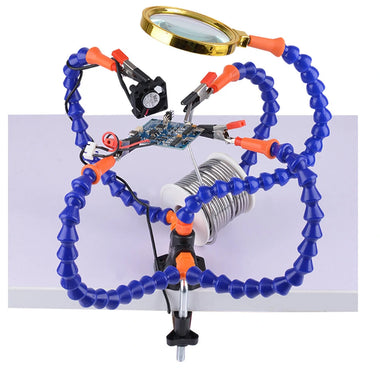 Bench Vise Table Clamp Soldering Station With 5Pc Flexible Arms Soldering Iron Holder Pcb Welding Repair Third Hand Tool
