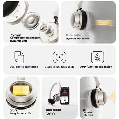 EDIFIER HUAZAI DOO ACE Wireless Headset bluetooth V6.0 Headphone 32mm Composite Diaphragm Unit AI Call Noise Cancelling 25H Playback Lightweight Type-C Connection On-ear Portable Headphones with Mic