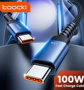 Toocki TQ-X65AC2 100W USB-C to USB-C Cable Fast Charging Data Transmission Copper Core Line 1M/2M Long for iPhone 15 15 Plus for Huawei Pura 70 Ultra for Xiaomi Civi 4 Pro for Samsung Galaxy S24