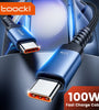 Toocki TQ-X65AC2 100W USB-C to USB-C Cable Fast Charging Data Transmission Copper Core Line 1M/2M Long for iPhone 15 15 Plus for Huawei Pura 70 Ultra for Xiaomi Civi 4 Pro for Samsung Galaxy S24