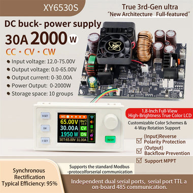 Sinilink XY6530S CNC DC Buck Power Supply 2000W Adjustable Constant 0-65V 0-30A High Power LCD Screen Solar MPPT Charging Protection