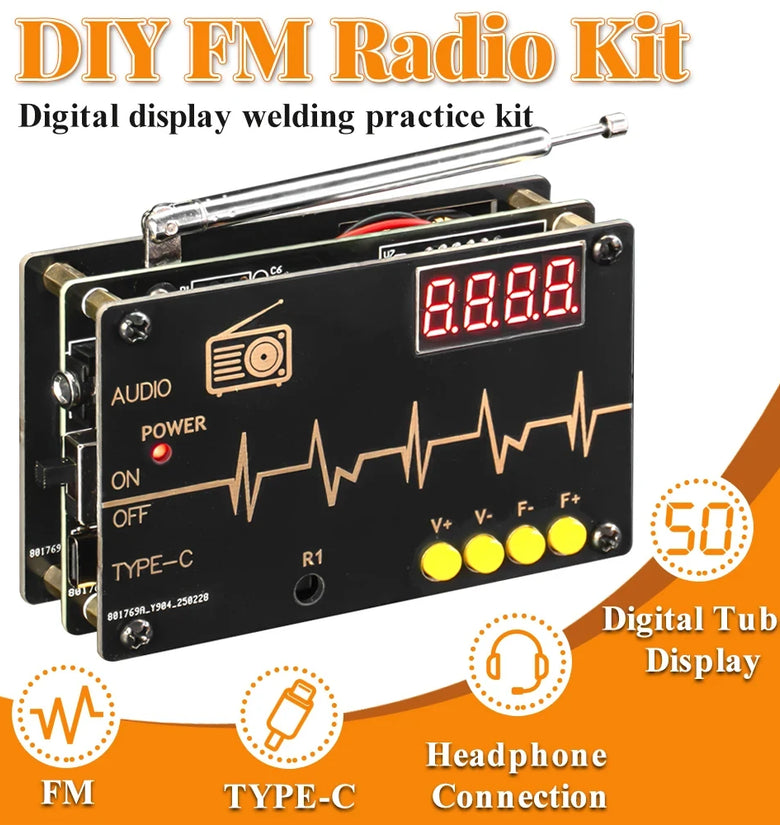 TDA5807S FM Radio Kit High Sensitivity RDA5807M Chip 87-108MHz Frequency Range Dual Power Options Compact Lightweight Portable DIY Set