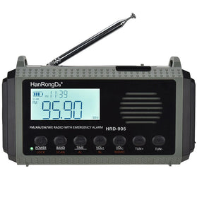 HanRongDa HRD-905 Emergency Radio Solar Crank Power Bank 10000mAh AM FM SW Weather Band LED Flashlight SOS Alarm Portable Survival Gear for Outdoor Camping Essentials