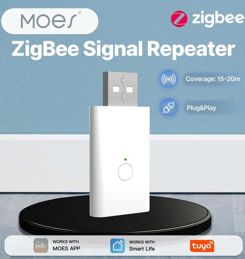 MOES Tuya ZigBee3.0 Signal Repeater Amplifier USB Port Range Extender Smart Home Device Expand Wireless Work with ZigBe Gateway for Smart Life APP