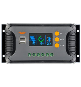 PowMr PWM Pstar 80A 60A 30A Solar Charge Controller 12V 24V 36V 48V Lead-Acid Lithium Battery Charger Max PV 100V Dual Control Mode