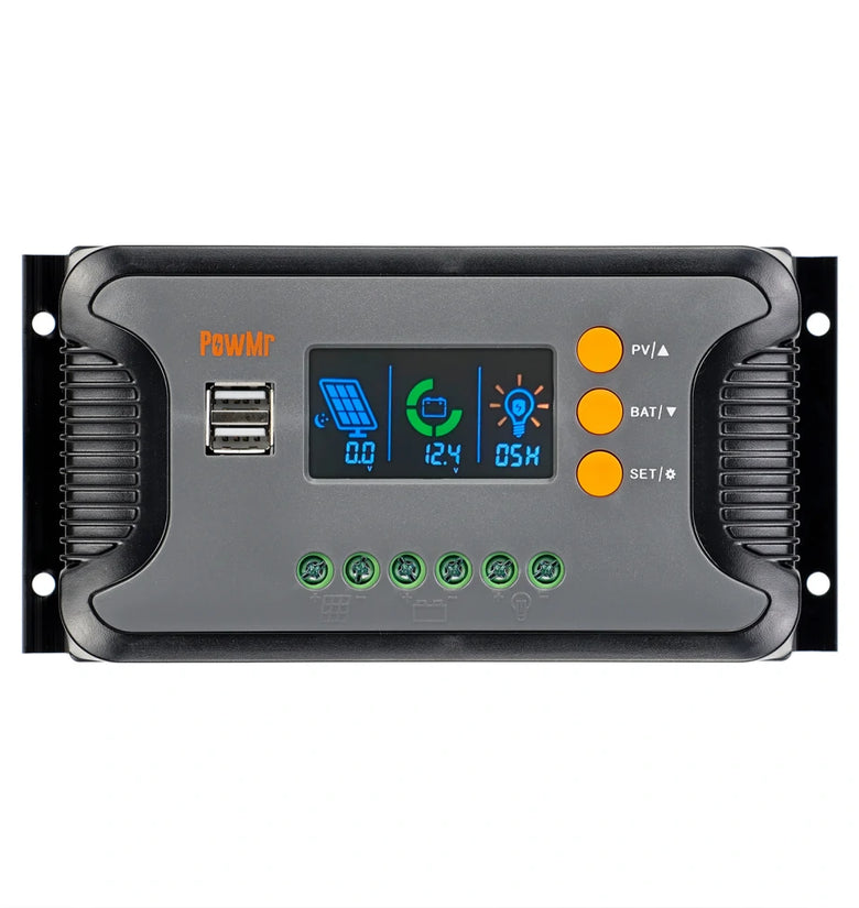 PowMr PWM Pstar 80A 60A 30A Solar Charge Controller 12V 24V 36V 48V Lead-Acid Lithium Battery Charger Max PV 100V Dual Control Mode