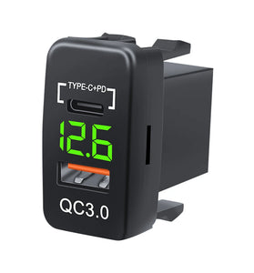 12-24V Dual USB Car Charger Socket Type-C PD QC3.0 LED Voltmeter Waterproof Fast Charge Adapter for Bus Trailer Boats Marine