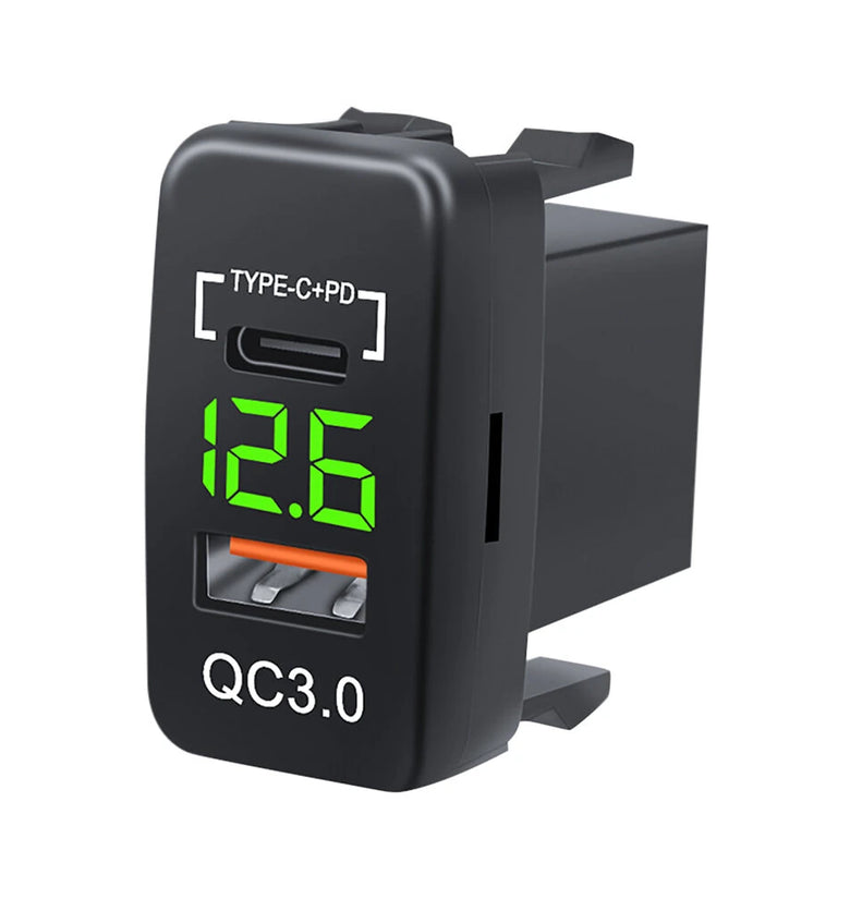 12-24V Dual USB Car Charger Socket Type-C PD QC3.0 LED Voltmeter Waterproof Fast Charge Adapter for Bus Trailer Boats Marine