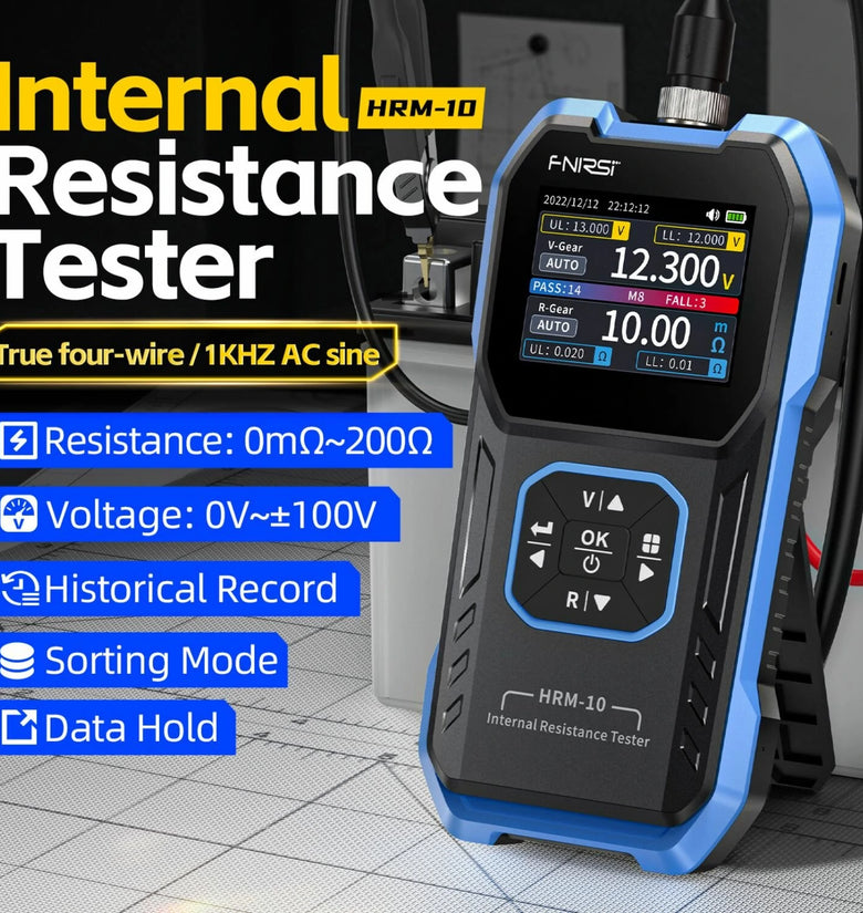 FNIRSI HRM-10 Battery Voltage Internal Resistance Tester 18650 High-precision AC Acid Lithium Lead Car Battery Capacitor Tester