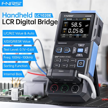 FNIRSI LC1020E Handheld LCR Bridge Tester 100Hz to 100kHz Precision Frequency Auto Calibration Dual Parameter Display USB Type-C Accurate Capacitance Resistance Inductance Measurement Tool