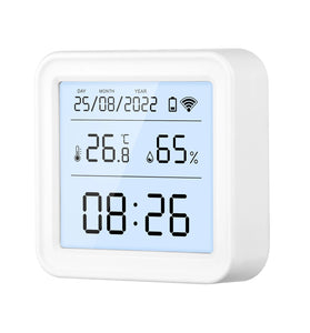 Tuya TH08 Wi-Fi Zigbe Temperature Humidity Sensor Hygrometer Wireless Alexa Google Compatible Backlight Feature Low Battery Reminder Remote Home Monitoring 24H Time Display