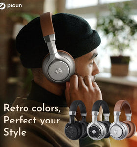 Picun P28X Wireless Headset bluetooth Headphone Dual Drivers 60H Playtime Low Latency Adjustable Headband Support Wired Connection Sports Headphones