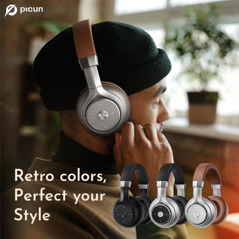Picun P28X Wireless Headset bluetooth Headphone Dual Drivers 60H Playtime Low Latency Adjustable Headband Support Wired Connection Sports Headphones