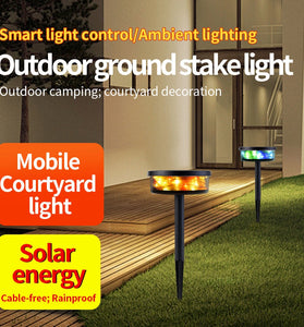 Elfeland LED Solar Lawn Lights with Built-in 8m LED Light String Waterproof Outdoor Pathway Patio Backyard Villa Garden Decoration Light