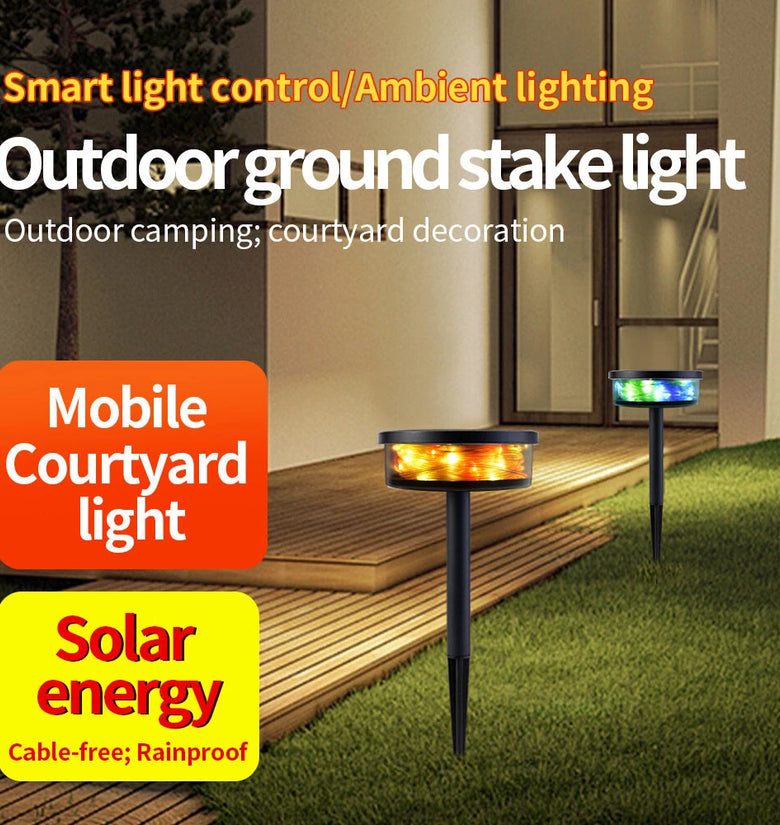 Elfeland LED Solar Lawn Lights with Built-in 8m LED Light String Waterproof Outdoor Pathway Patio Backyard Villa Garden Decoration Light