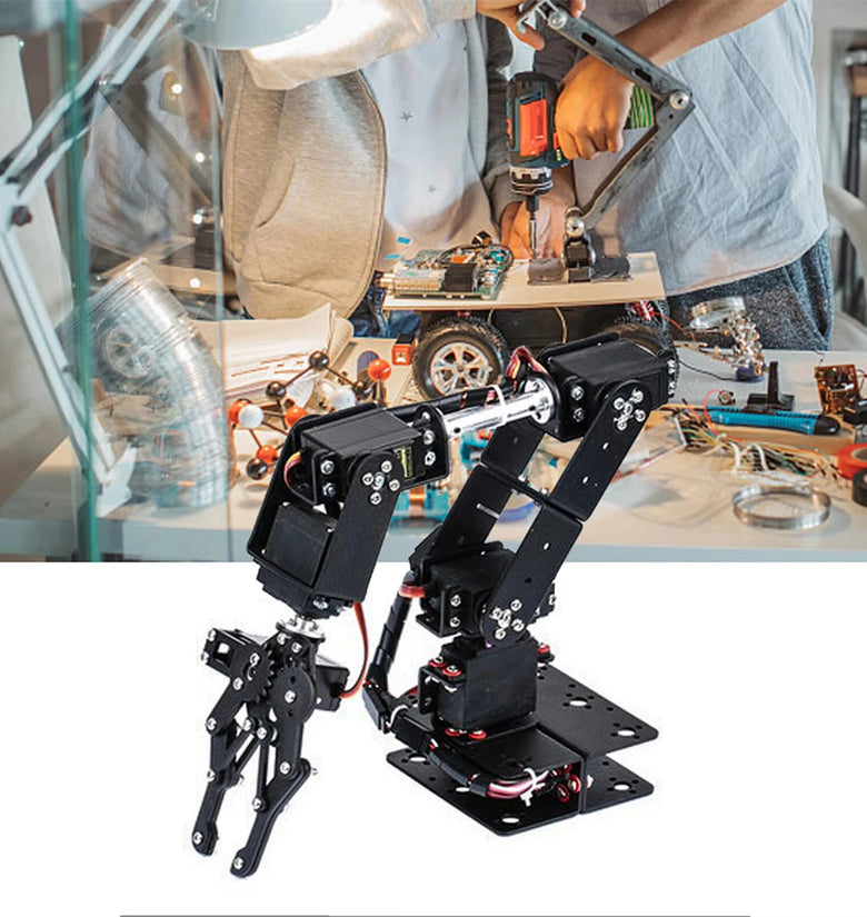 6DOF Robot Mechanical Arm Clamp Claw Kit Industrial Manipulator Metal Gear 180 Degree Rotation Aluminum Frame Educational Robotics Teaching