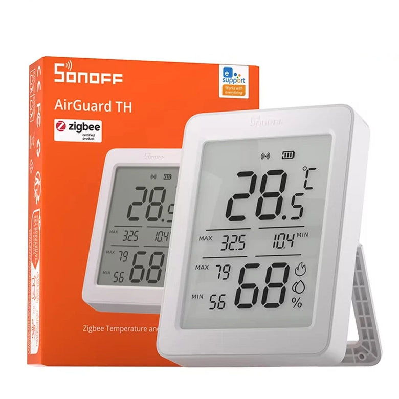 2Pcs SONOFF SNZB-02DR2 AirGuard TH 3.6'' LCD Zigbe Temperature Humidity Sensor App Monitoring Work with Apple Home Via Matter Bridge
