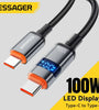 ESSAGER ES-X61 5A 100W Type-C to Type-C Digital Display Cable Fast Charging Data Transmission Copper Core Line 1M/2M Long for iPhone 16 15 15 Plus for Huawei Nova Flip for Xiaomi Civi 4 Pro for Samsung Galaxy Z Flip6