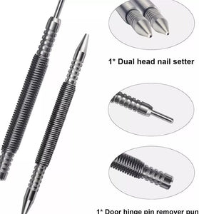Spring Tool Hammerless Nail Dual Head Nail Setter Spring Loaded Marking Metal Woodwork Drill Bit Marking Metal Hinge Pin
