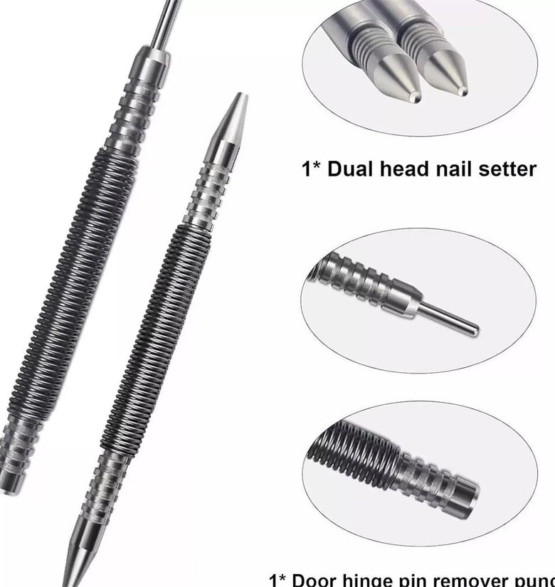 Spring Tool Hammerless Nail Dual Head Nail Setter Spring Loaded Marking Metal Woodwork Drill Bit Marking Metal Hinge Pin