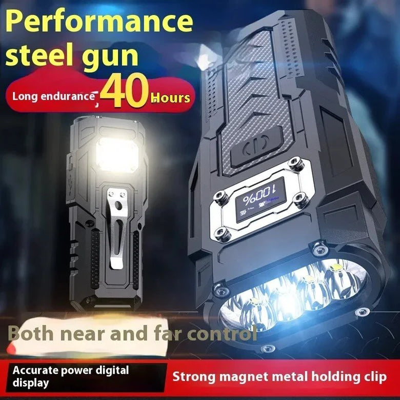 High-Powerful Type-C Rechargeable Flashlight Super Bright Beam Distance Built-in Battery Portable Work Light