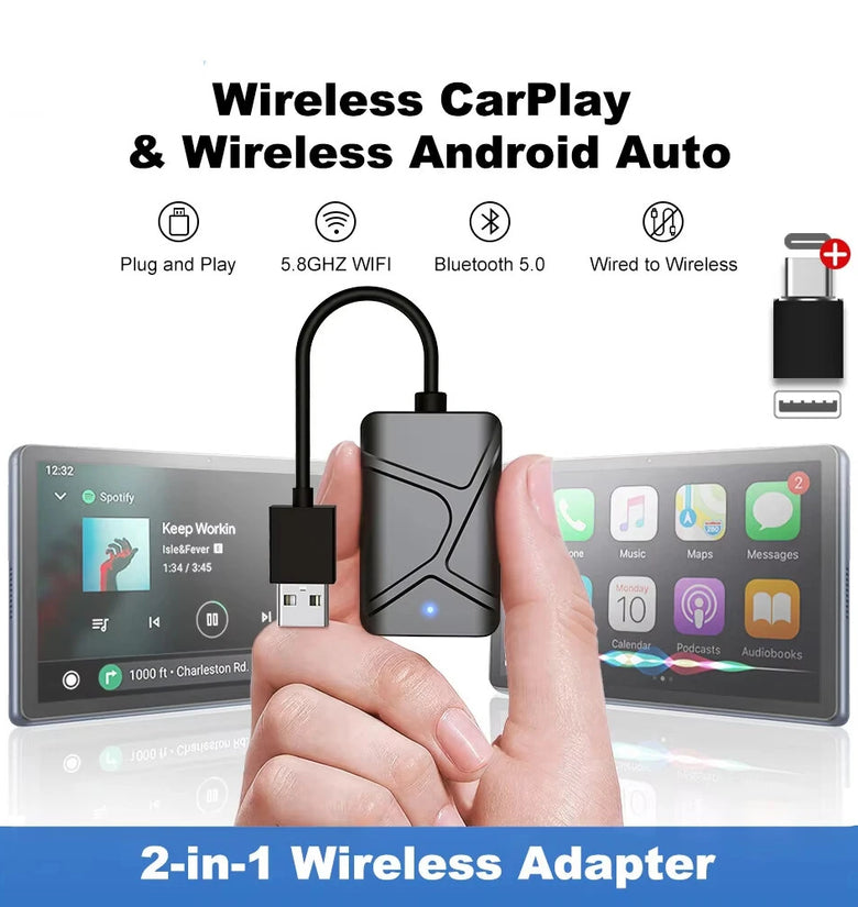 2 in1 CarPlay Wireless Adapter Mini Box CarPlay Android Auto Dongle For Benz for Audi for Mazda for Toyota for VW OEM Car Radio