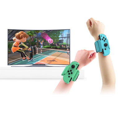TNS-2126 1 Pair Game Sports Wrist Bands for Switch OLED Gamepad Elastic Adjustable Left and Right Handle Strap for NS Just Dance Game