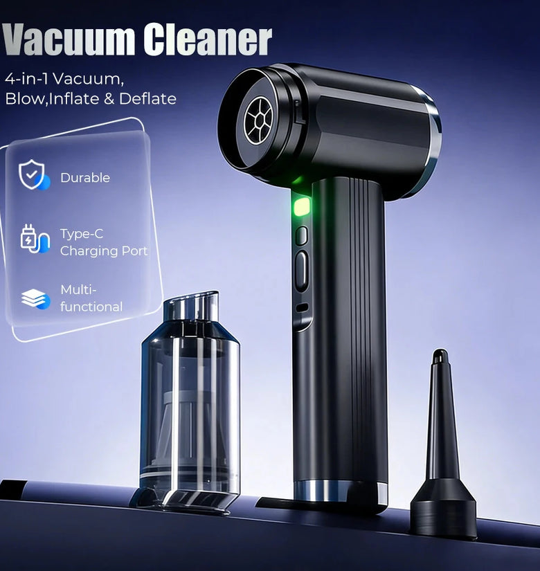 Mini Turbo Fan Handheld Wireless Car Vacuum Cleaner Four-in-one Inflation Vacuuming Blowing Deflation High Power Portable Air Gun