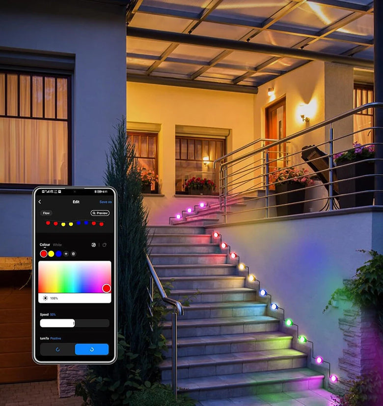 LIXINCORDA 49ft 33LED/ 32.8ft 20LED Smart RGB LED String Lights Outdoor IP65 Waterproof APP/Remote Control Music Sync Patio & Garden Lights