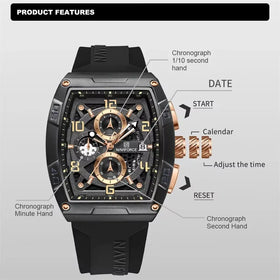 NAVIFORCE Men Watches Waterproof Large Dia Quartz Watch Multi-function Chronograph Sport Watch Fashion Wristwatch