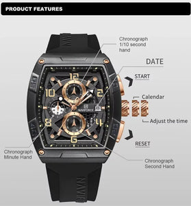 NAVIFORCE Men Watches Waterproof Large Dia Quartz Watch Multi-function Chronograph Sport Watch Fashion Wristwatch