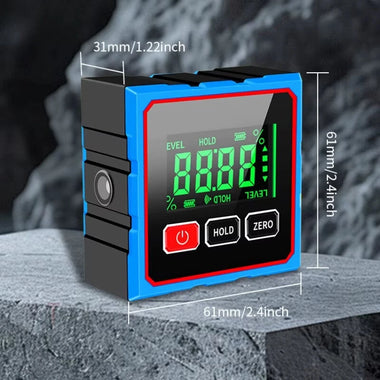 CZDANG Electronic Digital Angle Dipmeter Four Sided Magnetic Inclinometer 0.2 Accuracy Cross Laser Level Type-C Charging Woodworking Gradient Measuring Tool