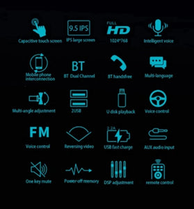 9.5inch HD Car bluetooth Stereo MP5 Player Touchscreen Navigation GPS Carplay Mirror Link Screen