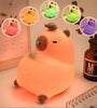 RGB Silicone Cartoon LED Night Light, USB Rechargeable Timing Lamp Room Decoration Cute Light