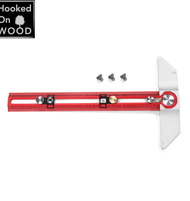 HONGDUI 400mm Hooked On Wood MT-2465 PRO Scriber Marking T Square Ruler Aluminum Alloy Hole Positioning Marking Gauge