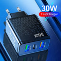 PD30W 3-Port USB PD Charger 2USB-A+USB-C PD QC3.0 Fast Charging Wall Charger Adapter EU Plug US Plug for iPhone 16 16 Pro 15 14 Plus 13 12 for Xiaomi 15 pro for Huawei Mate XT for Samsung Galaxy Z Flip6