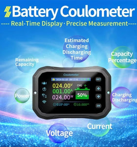 KM105F KM110F KM140F KM160F WiFi Remote RV Coulomb Meter 10-100V DC 50A 100A 400A 600A Lead-acid Lithium Battery Voltage Current Meter
