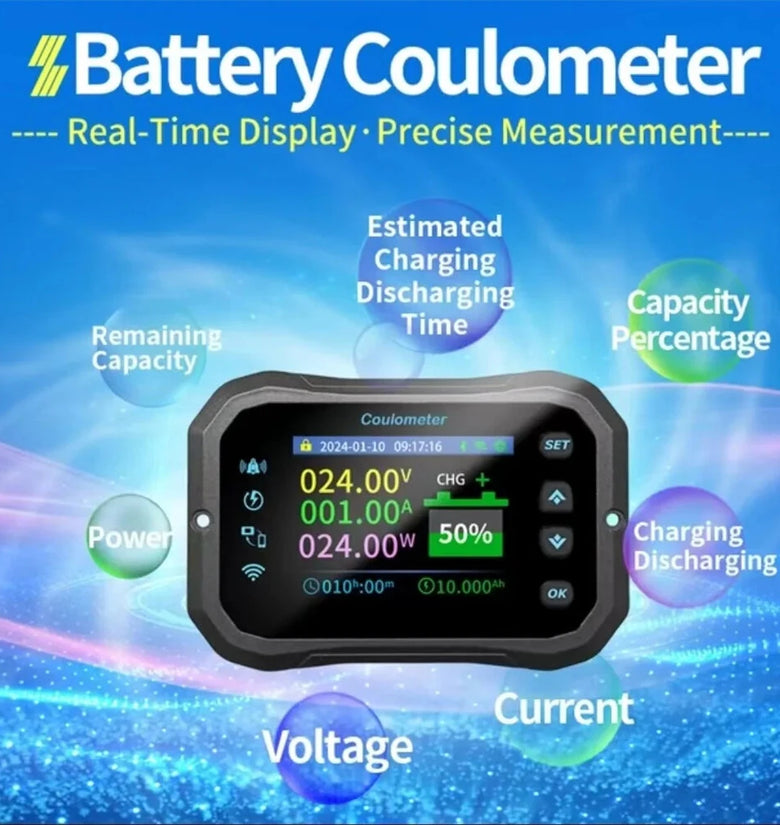 KM105F KM110F KM140F KM160F WiFi Remote RV Coulomb Meter 10-100V DC 50A 100A 400A 600A Lead-acid Lithium Battery Voltage Current Meter