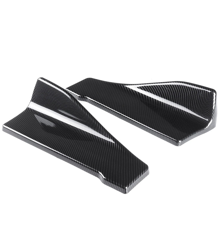 2pcs 35cm Carbon Fiber Universal Car Side Skirt Rear Bumper Lip Splitter Winglet Aprons Mudguards